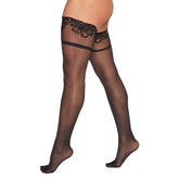 Pamela Mann Sheer Hold Ups w Luxury Flocked Lace Black from Nice 'n' Naughty